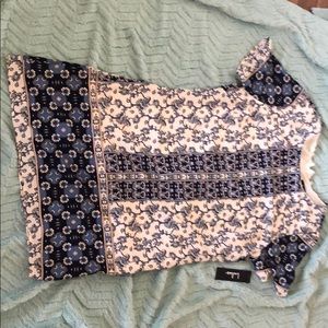 Blue and white floral shift dress